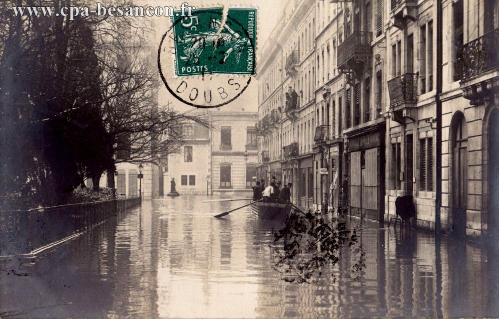 Besançon - Square St-Amour et Rue d'Alsace lors des Inondations de Janvier 1910